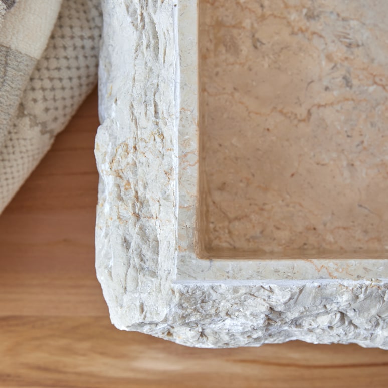 Scrula Slim - Lavabo rectangular de mármol color crema