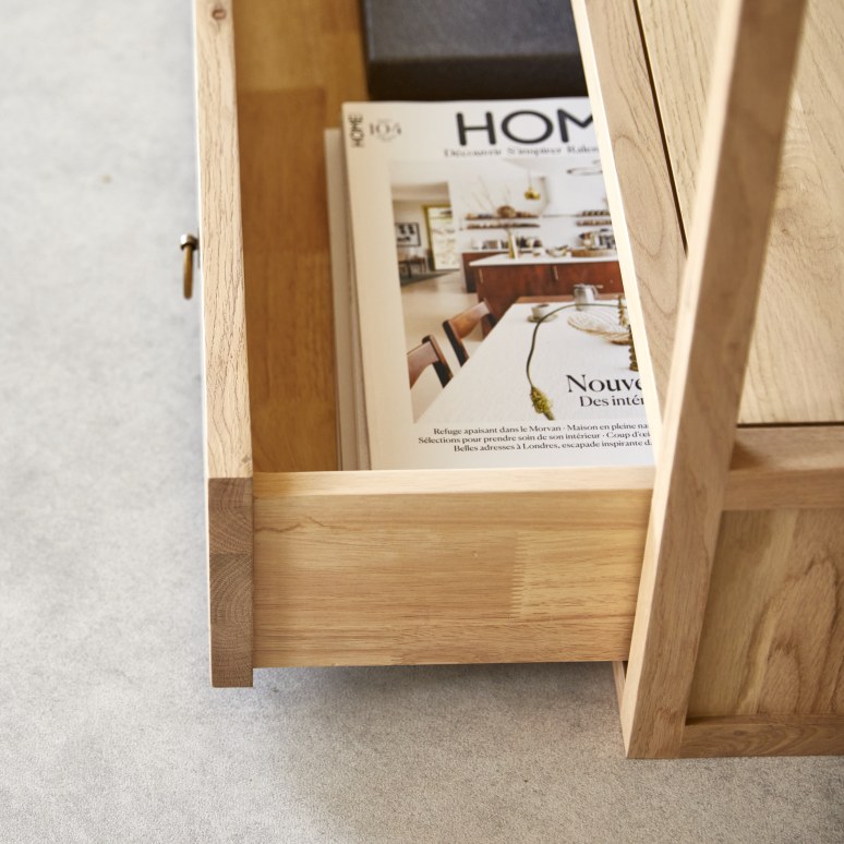 Clovis - 1-drawer console table in solid oak