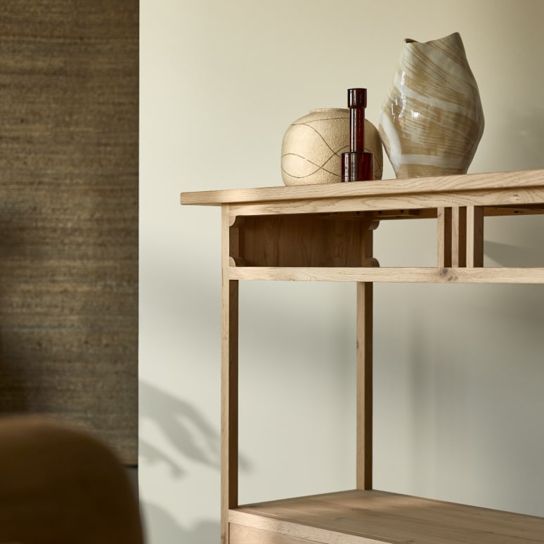Clovis - 1-drawer console table in solid oak