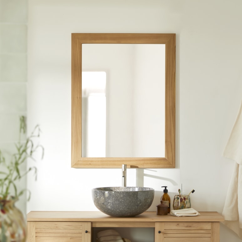 Tona - Solid teak mirror 90x70 cm