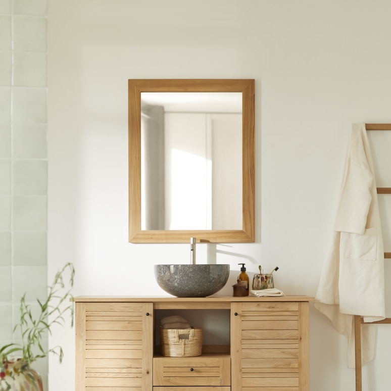 Tona - Specchio in teak massello 90x70 cm