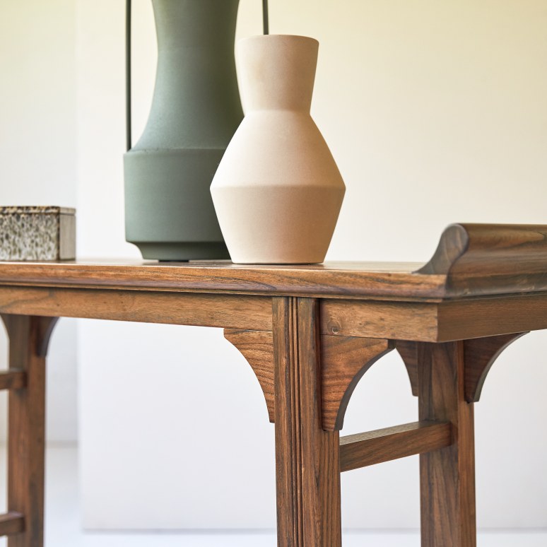 Arun - Hallway console table in solid elm D. 35 cm