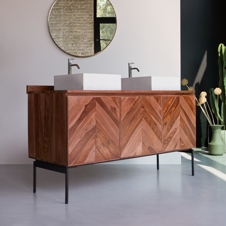 Ismaël - Mobile da bagno in legno di palissandro 155 cm