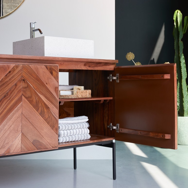 Ismaël - Mueble para lavabo de palisandro de 155 cm