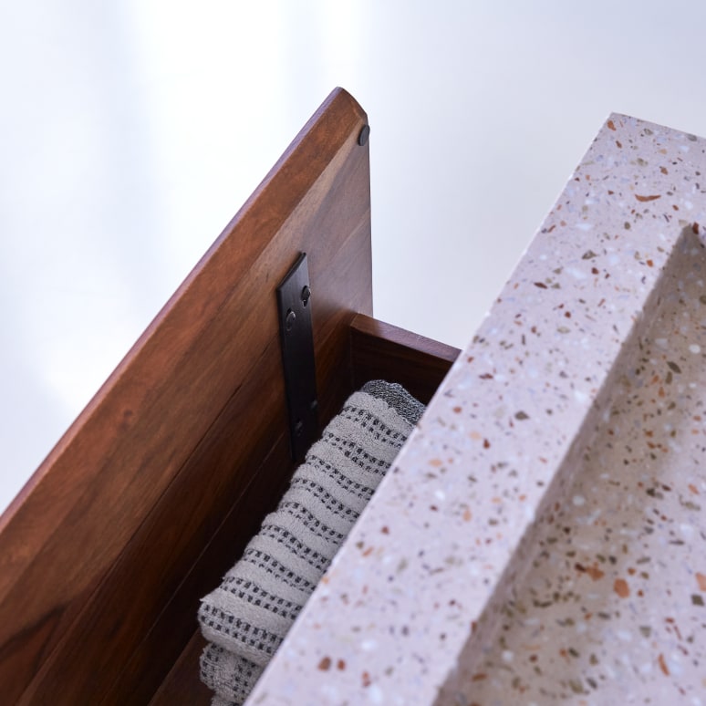 Nova - Mobile per il bagno in legno di palissandro massello e terrazzo premium pink 80