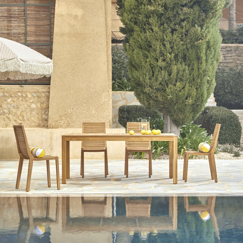Teo - Outdoor Gartenmöbel Set aus massivem Teak 4 Stühle