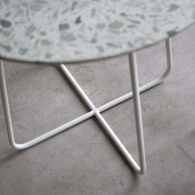 Elio - Ronde tafel van groen premium terrazzo en metaal voor 4 personen