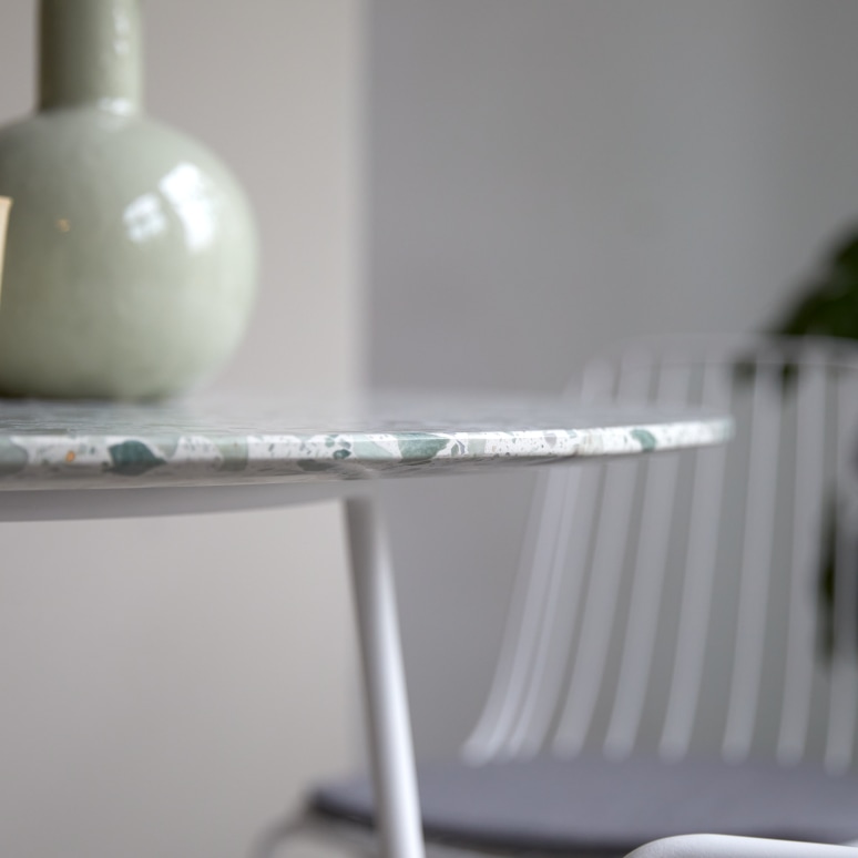 Elio - Premium green terrazzo and metal round table, seats 4