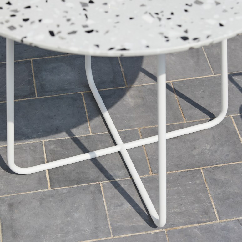 Elio - Premium white terrazzo and metal round outdoor table, seats 4