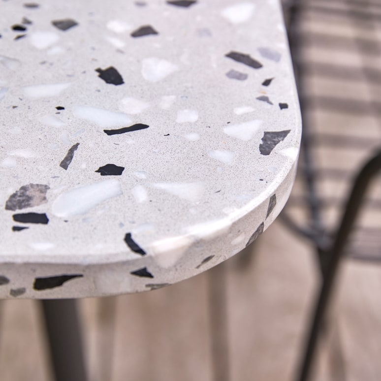 Elio - Rechteckiger Gartentisch Premium-Terrazzo und Metall grau 4–6 Pers.