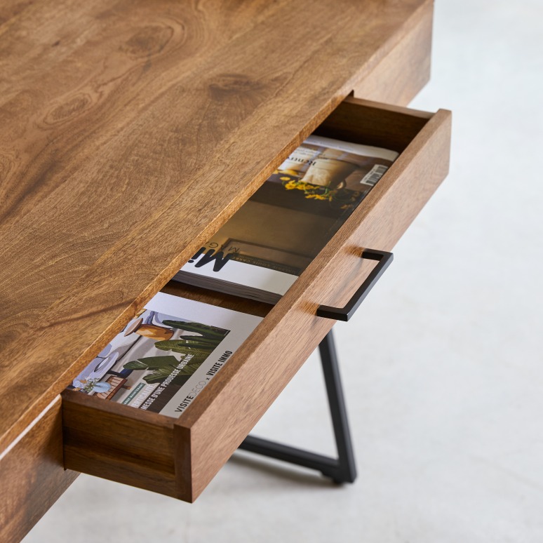 Hedda - Solid Mango Wood and Metal Desk