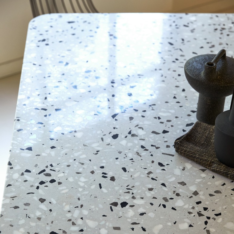 Elio - Rechteckiger Esstisch premium-terrazzo und Metall Grey 4–6 Pers.