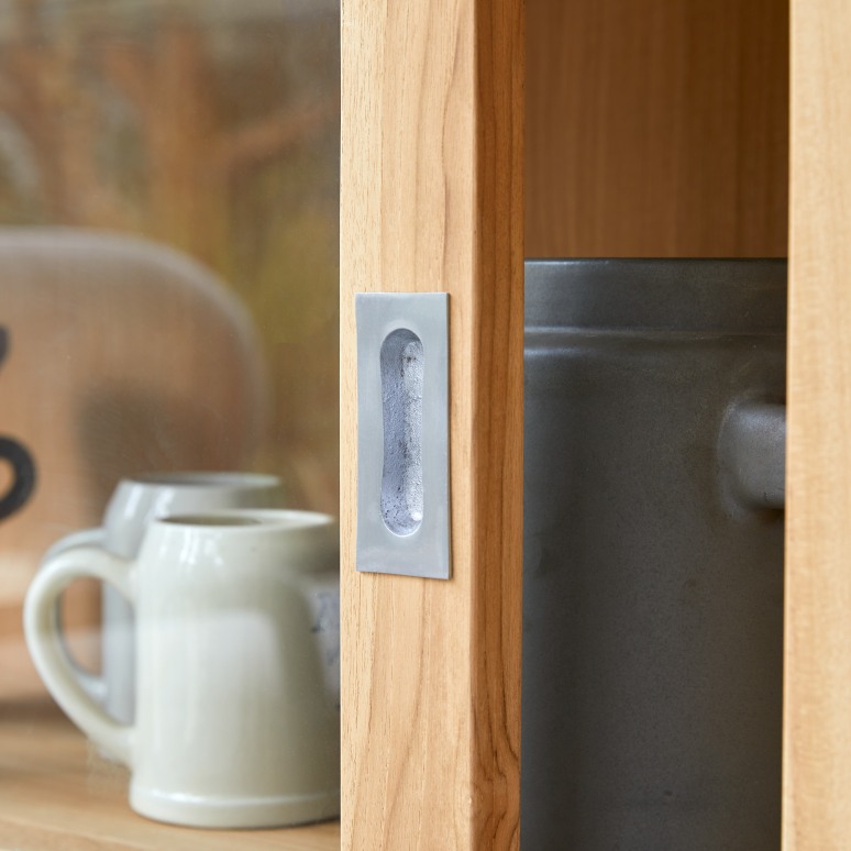 Coffee Tek - Vitrina de teca maciza de 120 cm