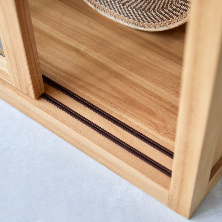 Coffee Tek - Solid teak display cabinet 120 cm