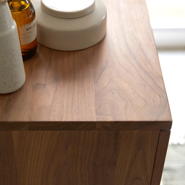 Line - Mobile per il bagno in legno di noce massello e marmo 85 cm