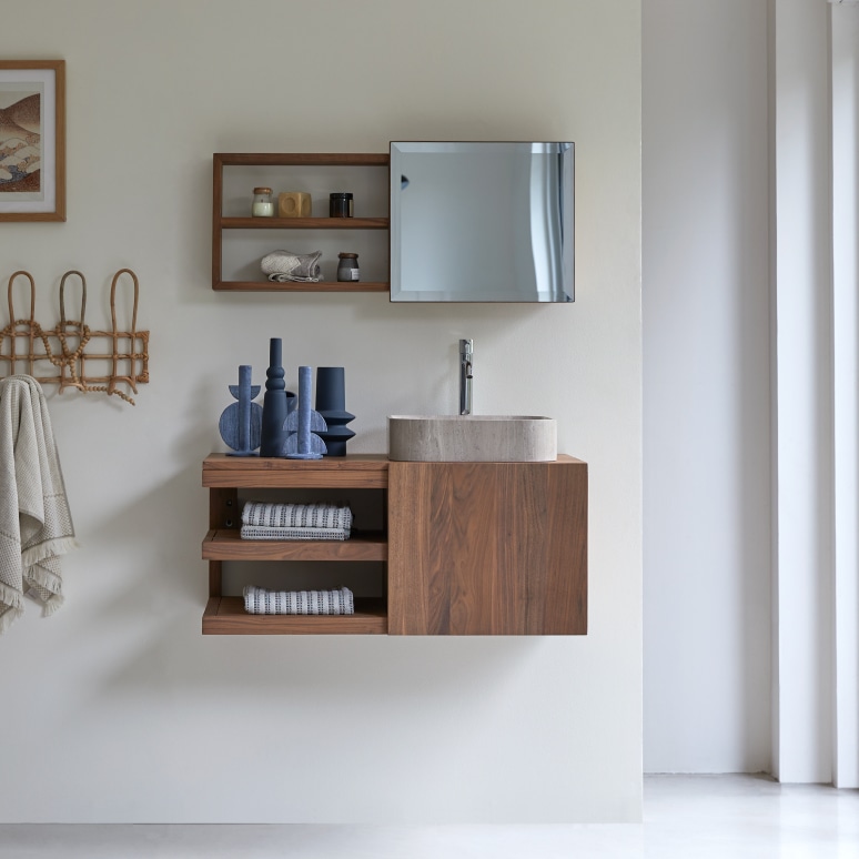 Typo - Solid walnut under-basin unit, 90 cm.