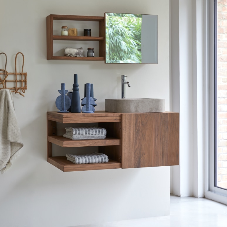 Typo - Solid walnut under-basin unit, 90 cm.