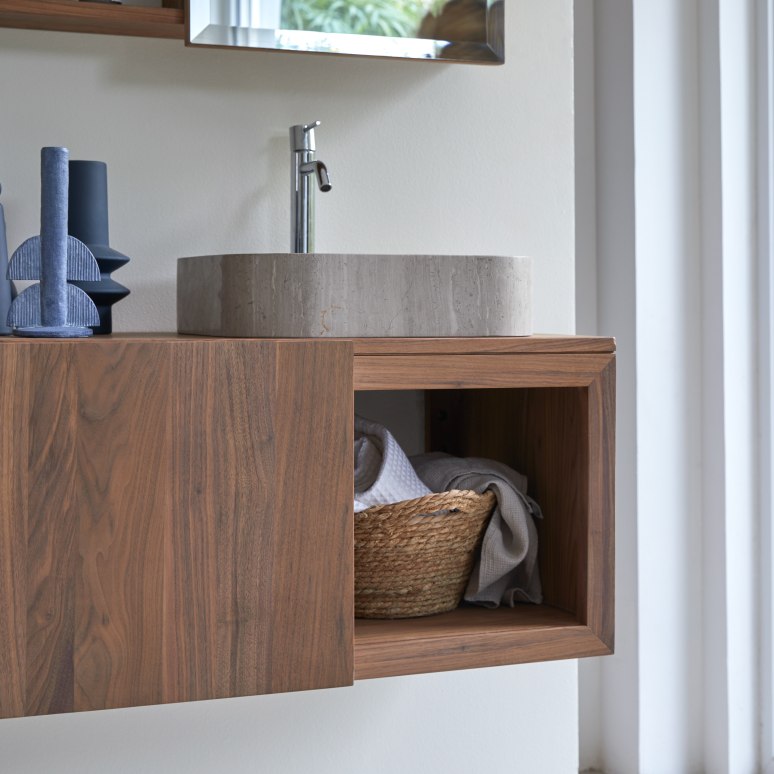 Typo - Mueble para lavabo de nogal macizo de 90 cm