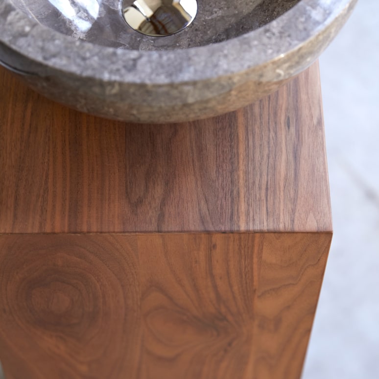 Stelle - Left-side solid walnut under-basin unit