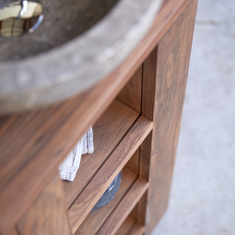 Stelle - Mueble de lavabo de nogal macizo izquierdo