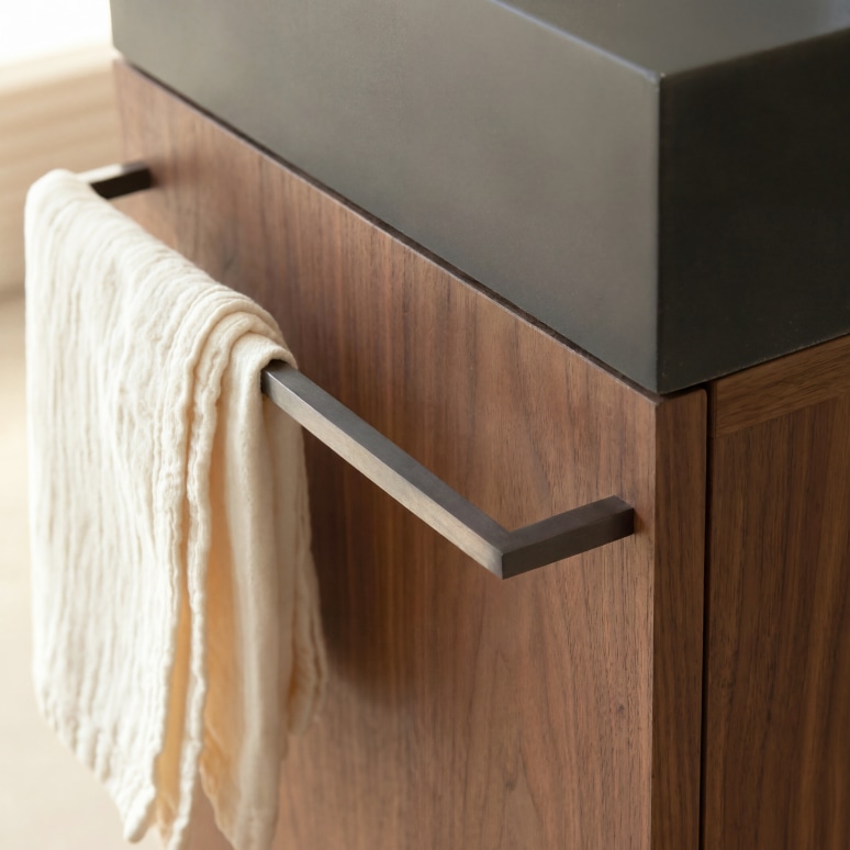 Stelle - Solid walnut and black marble basin unit