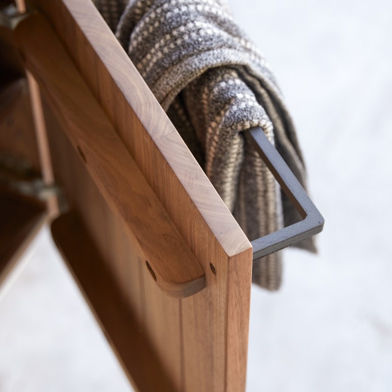 Stelle - Meuble Lave main en noyer massif et marbre black