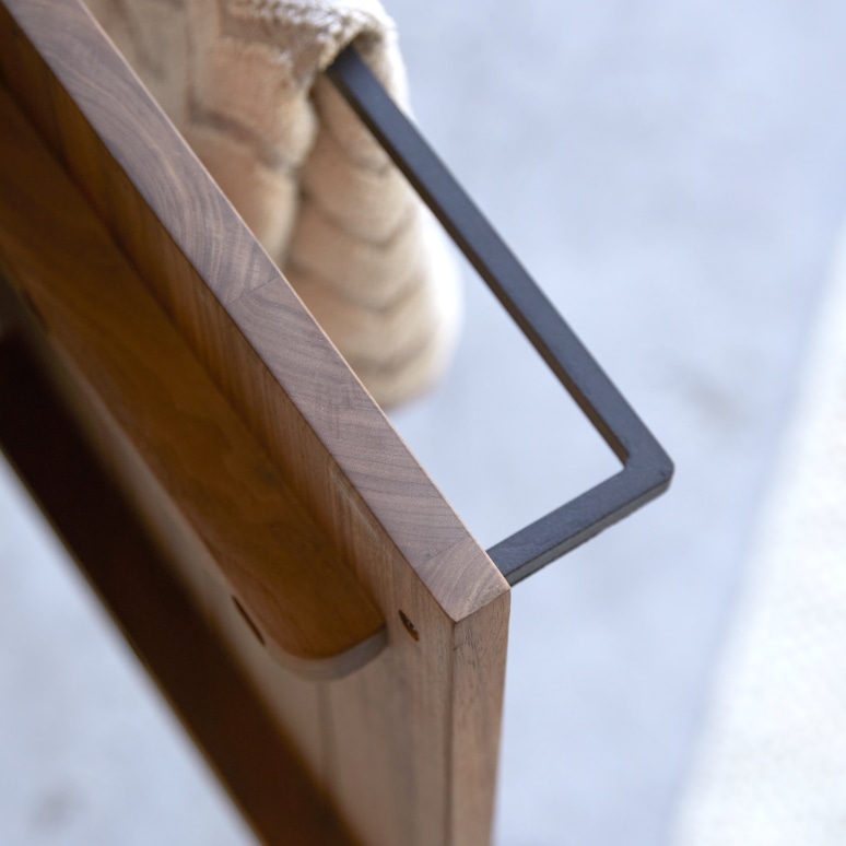 Stelle - Solid walnut and grey marble washbasin unit