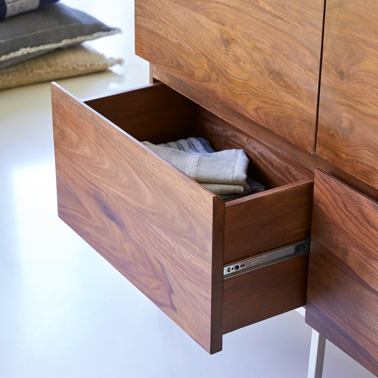 Nova - Mueble de baño de palisandro macizo y terrazo prémium rosa de 120 cm