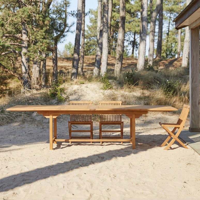 Capri - Mesa de jardín rectangular de madera de acacia maciza