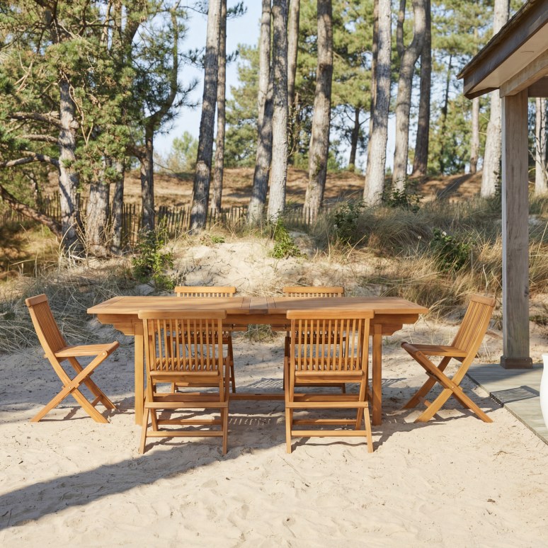 Capri - Ensemble de jardin rectangulaire en acacia massif 12 chaises