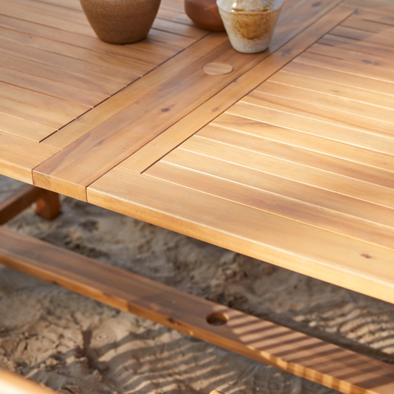 Capri - Rechteckige Outdoor Gartenmöbel Set aus massiver Akazie 12 Stühle