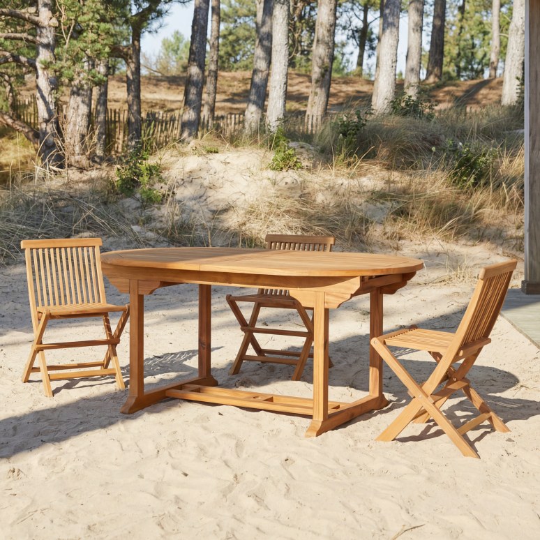 Capri -  Table de jardin extensible ovale en acacia massif 6-8 pers.