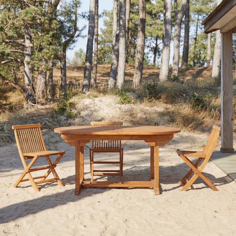 Capri - Ovaler Outdoor Tisch ausziehbar aus massiver Akazie 6/8 Pers.