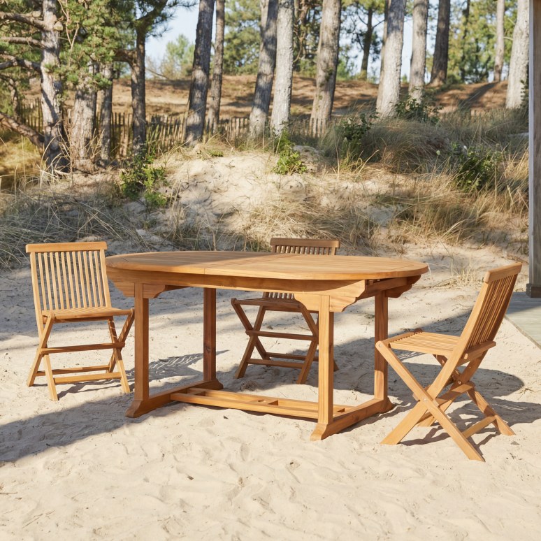 Capri - Ensemble de jardin ovale en acacia massif 6 chaises