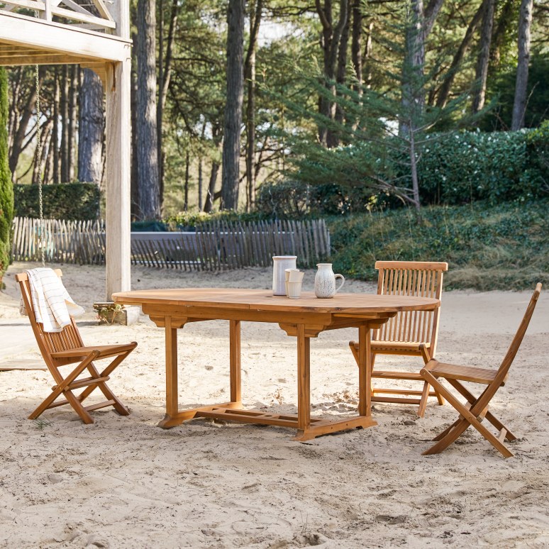 Capri - Ensemble de jardin ovale en acacia massif 4 chaises