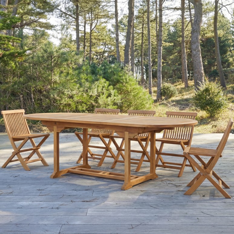 Capri - Table de jardin extensible ovale en acacia massif 8-10 pers.