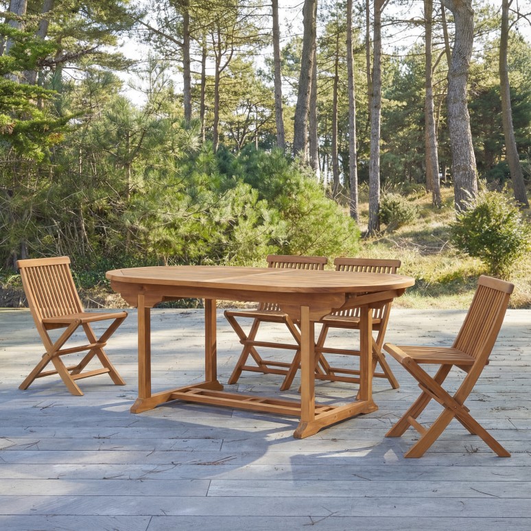 Capri - Oval solid acacia outdoor set