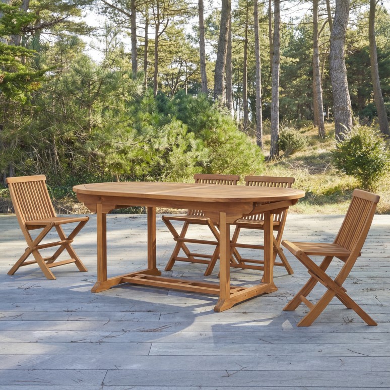 Capri - Ensemble de jardin ovale en acacia massif 8 chaises