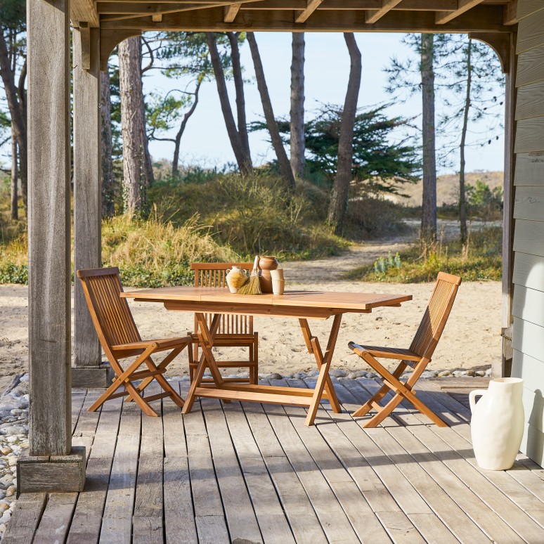 Capri - Klappbarer Gartentisch aus Akazie massiv mit Verlängerung 4–6 Pers.