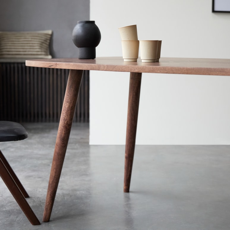 Lazare - Mesa de mango macizo para 6/8 personas