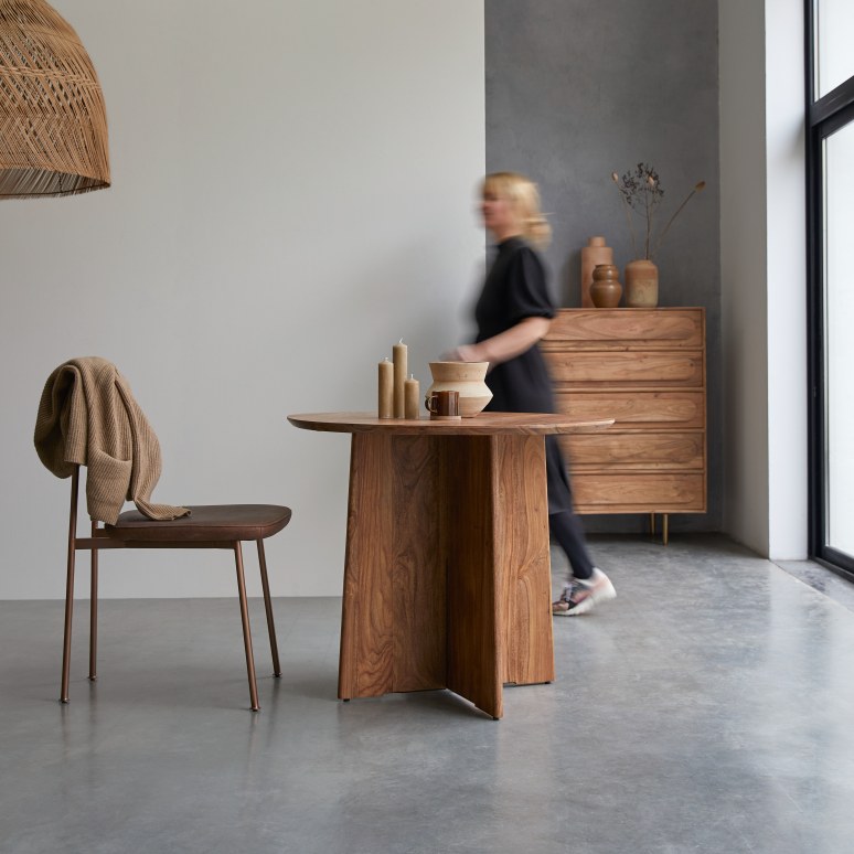 Anja - Ronde tafel van massief palissander voor 4 personen