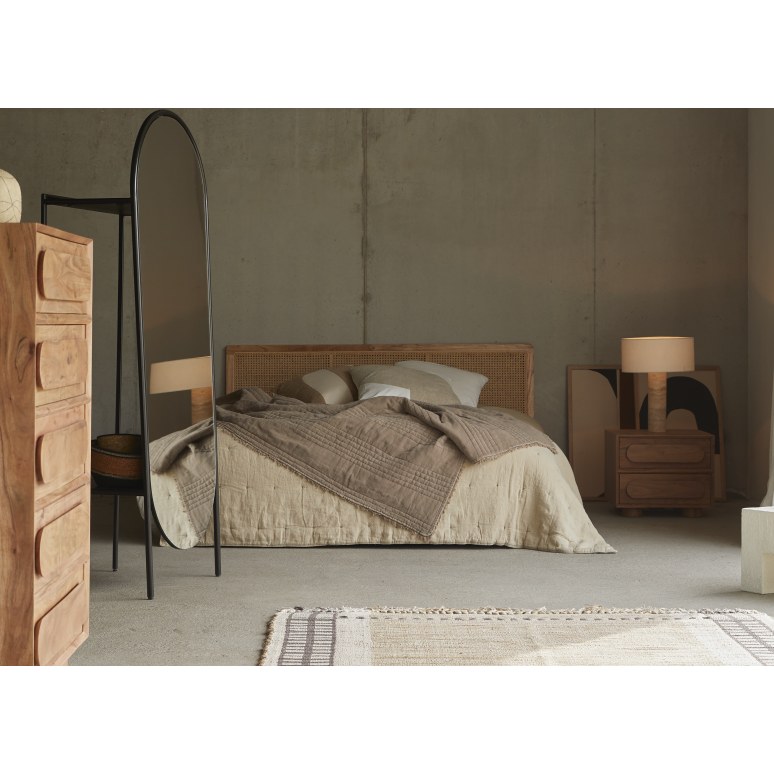 Olga - Comodino in legno di acacia massello a 2 cassetti