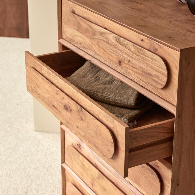 Olga - Solid acacia chest of drawers