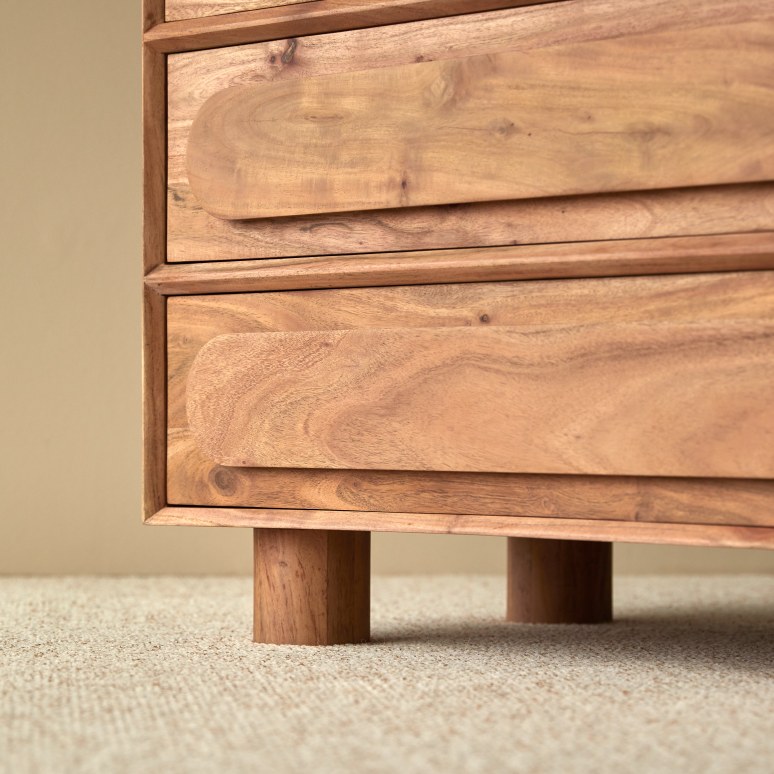 Olga - Cassettiera in legno di acacia massello