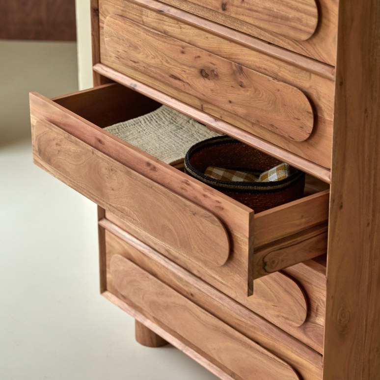 Olga - Chiffonnier de rangement en acacia massif