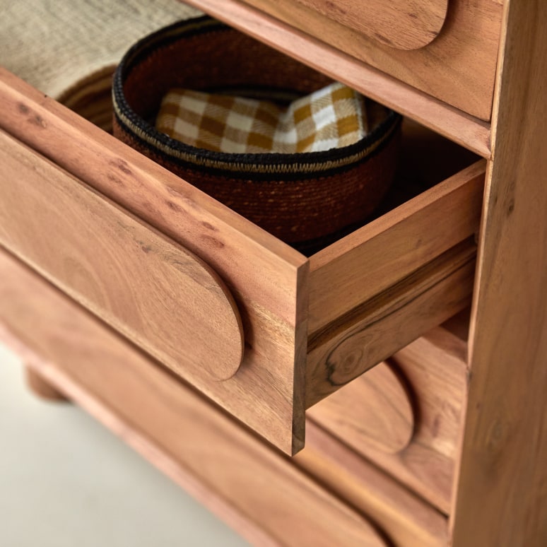 Olga - Solid acacia storage chest of drawers