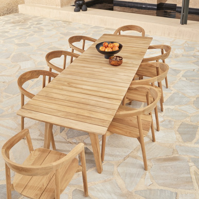 Antioni - Mesa de jardín de teca maciza para 8/10 personas