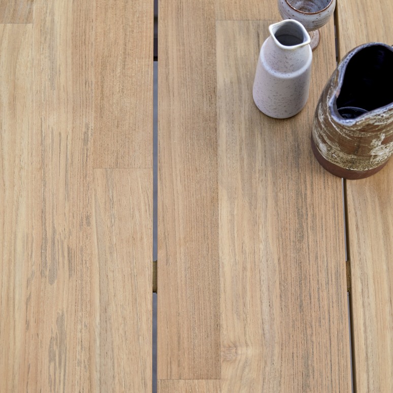 Harper - Tavolo da giardino in teak massello e alluminio 6-8 persone