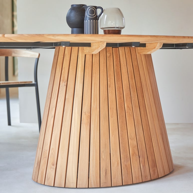 Paloma - Ronde tafel van massief teakhout voor 6 personen