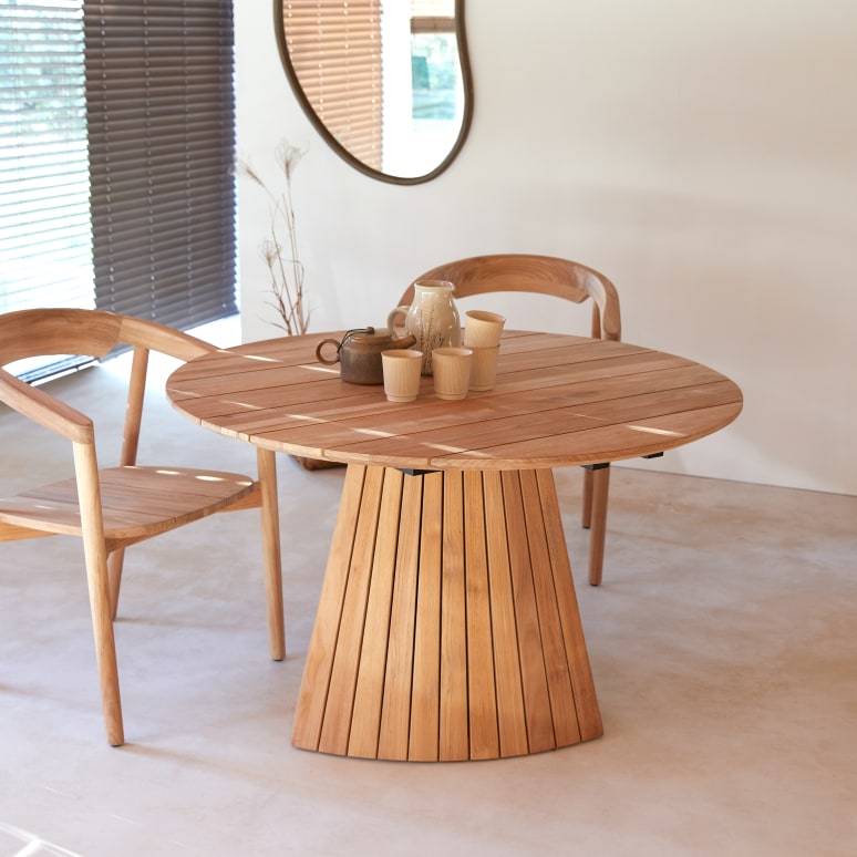 Paloma - Tavolo rotondo in teak massello, 6 persone